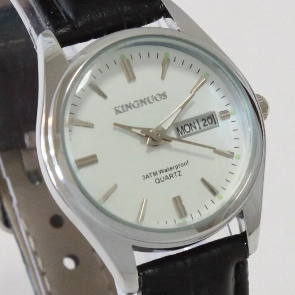 Women's Contemporary Dress Watch Silver With Black Strap 28mm
